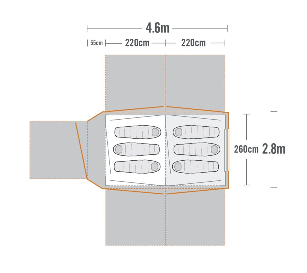 KC072 703 Kiwi Camping Falcon6 Air Tent floor plan