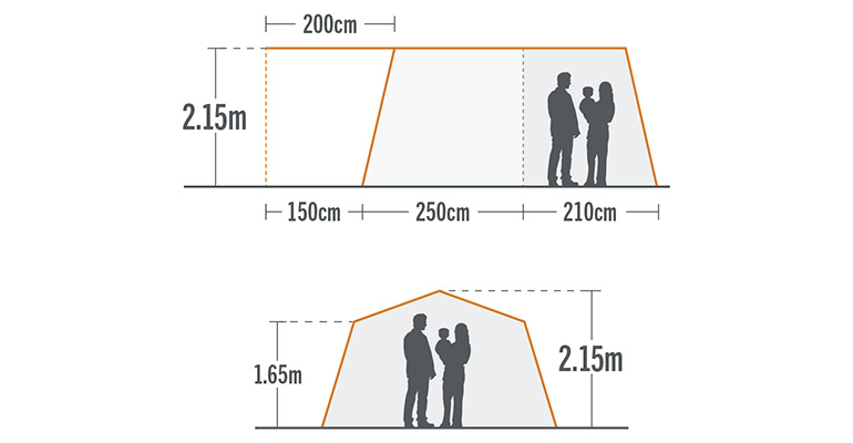 kiwi camping kakapo 8 canvas tent cross section KC070 230