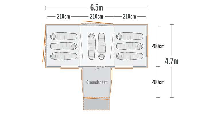 kiwi camping takahe 8 air floor plan KC072 710