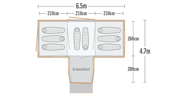 kiwi camping takahe 8 blackout floor plan KC072 372