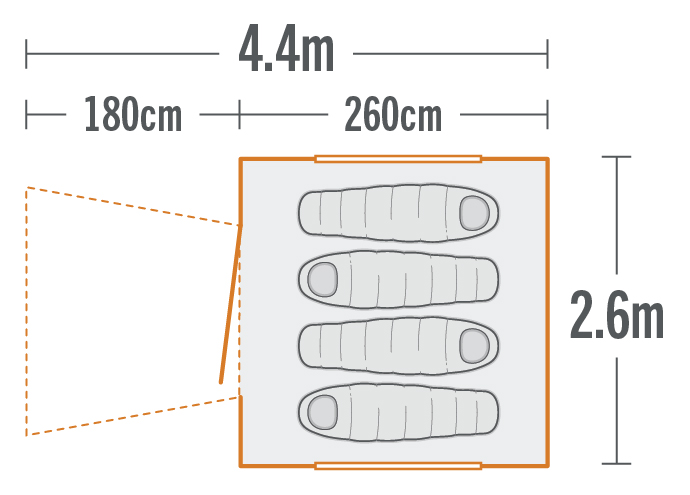 kiwicamping kc077 032 harrier 4 tourer tent floor plan