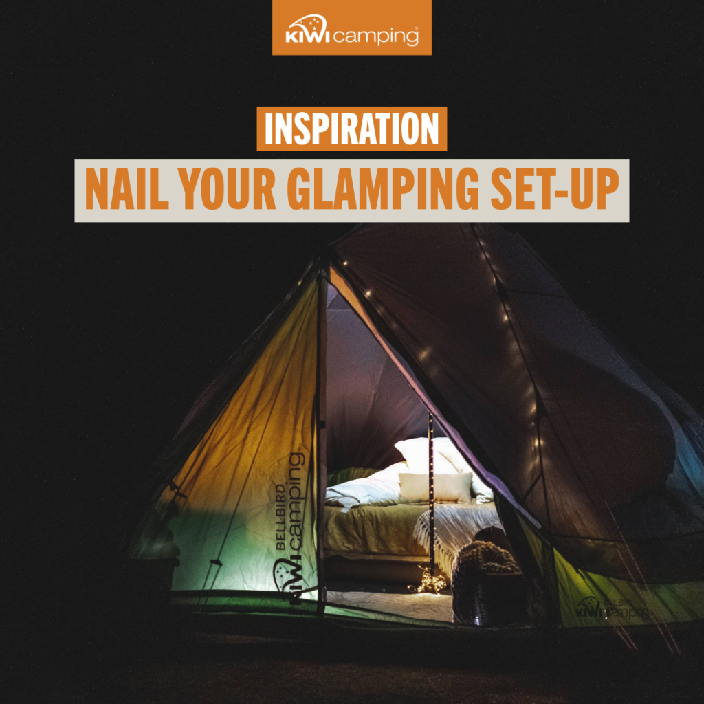 kiwi camping glamping set up